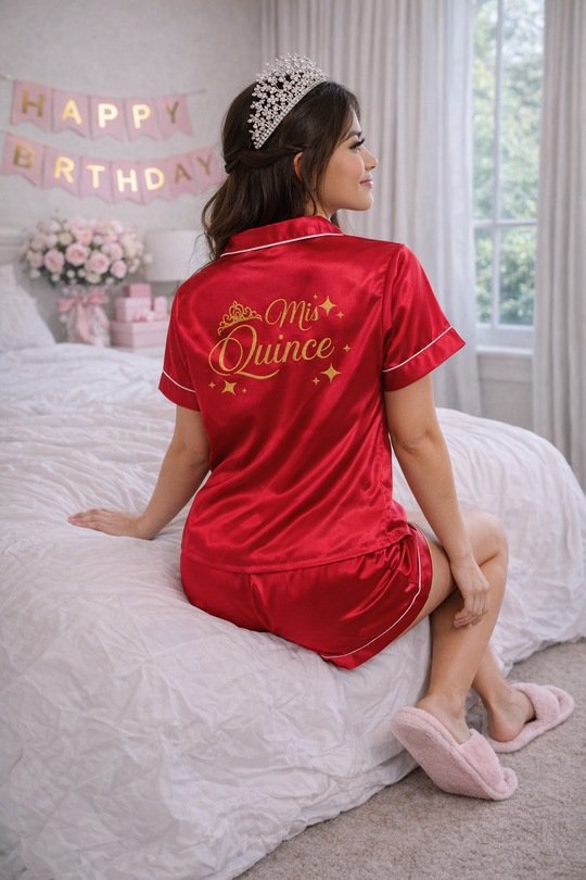 Miss Quince Custom Satin Pajama – Personalized Quinceañera Getting Ready Outfit