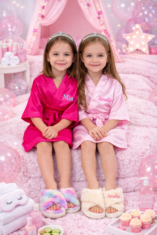 Custom Fluffy Cross Kids Slippers with Glitter