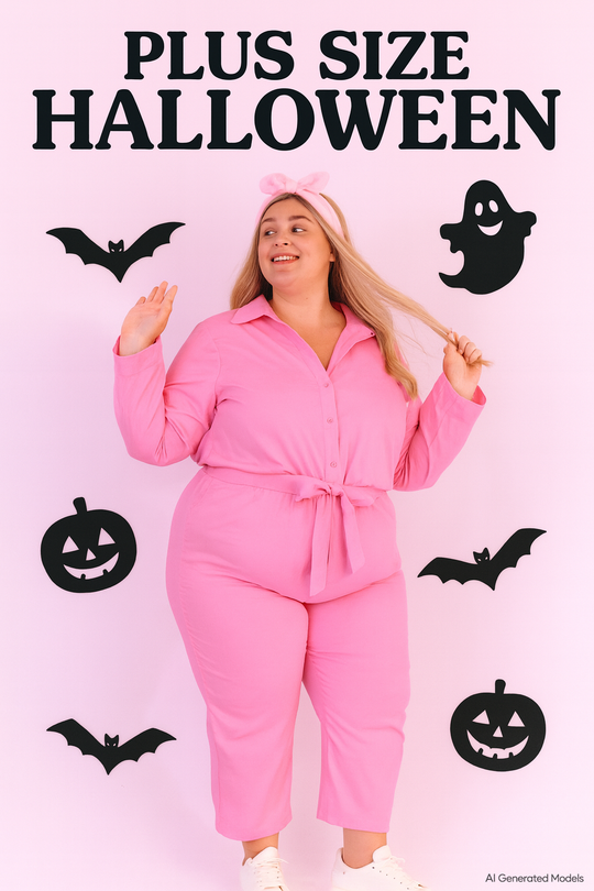 Plus Size Halloween Costume for Women | Hot Pink Jumpsuit Outfit | XL/XXL Retro Dollcore Look