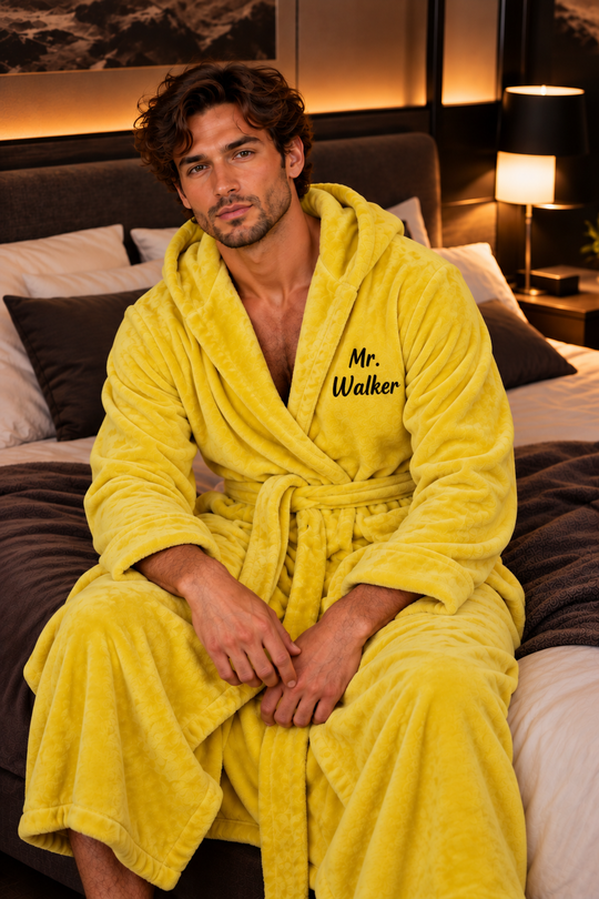 Men's Custom Hooded Long Bathrobe