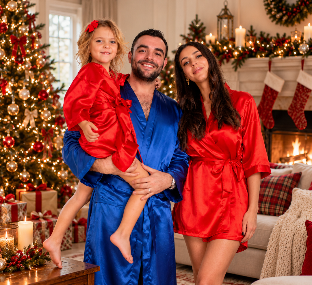 Family Matching Christmas Satin Robes
