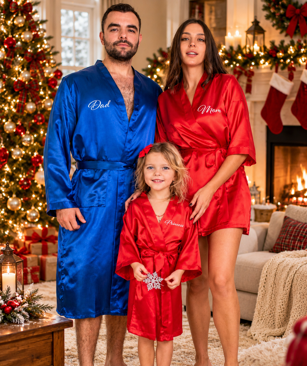 Family Matching Christmas Satin Robes