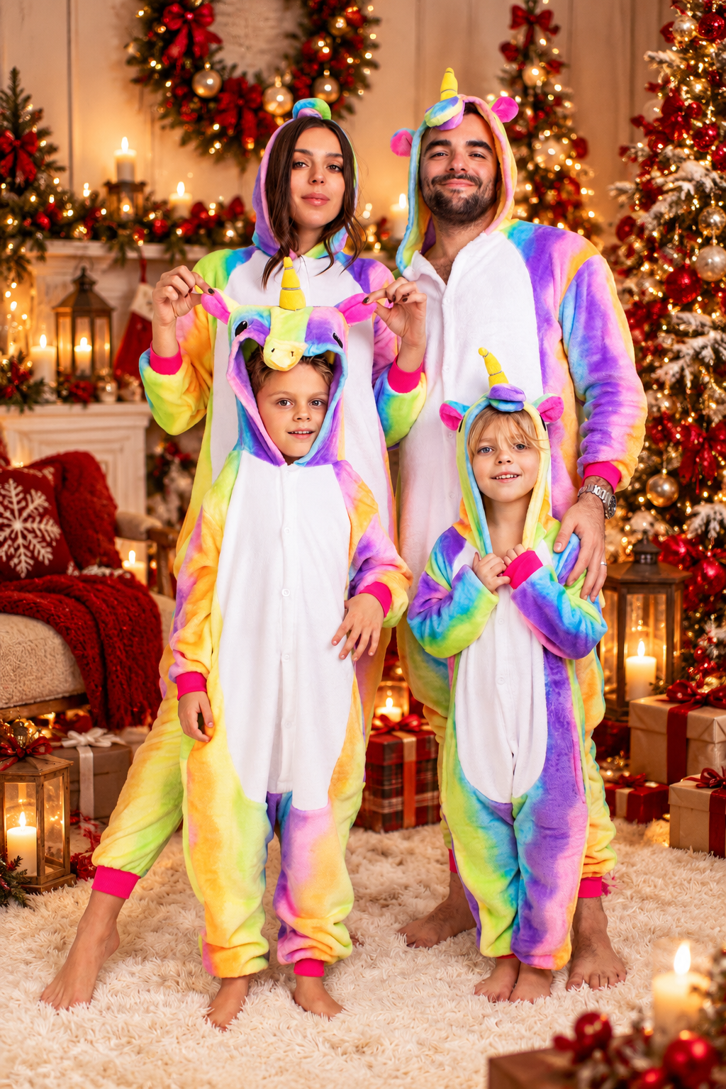 Family Matching Unicorn Rainbow One size Pajamas