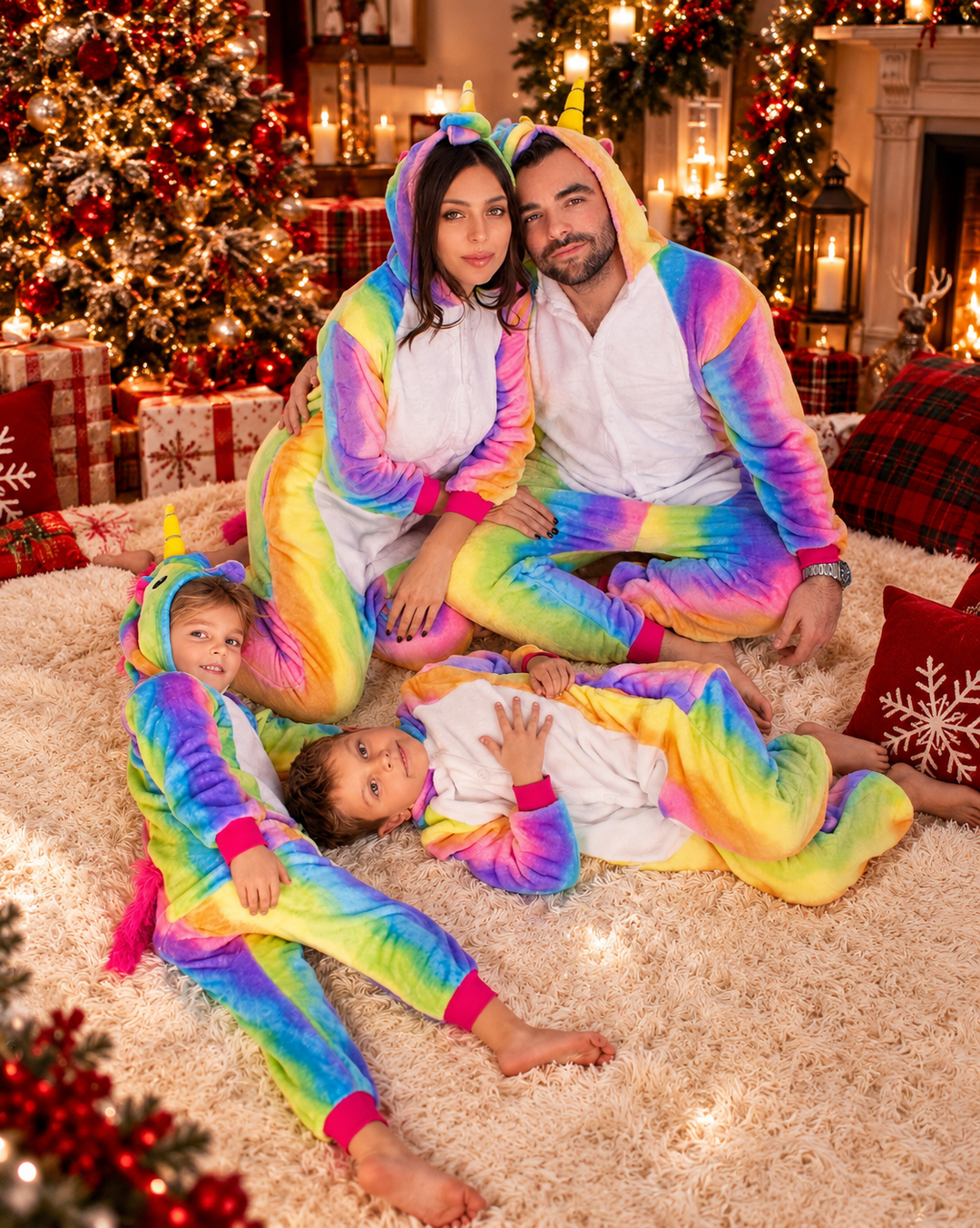 Family Matching Unicorn Rainbow One size Pajamas
