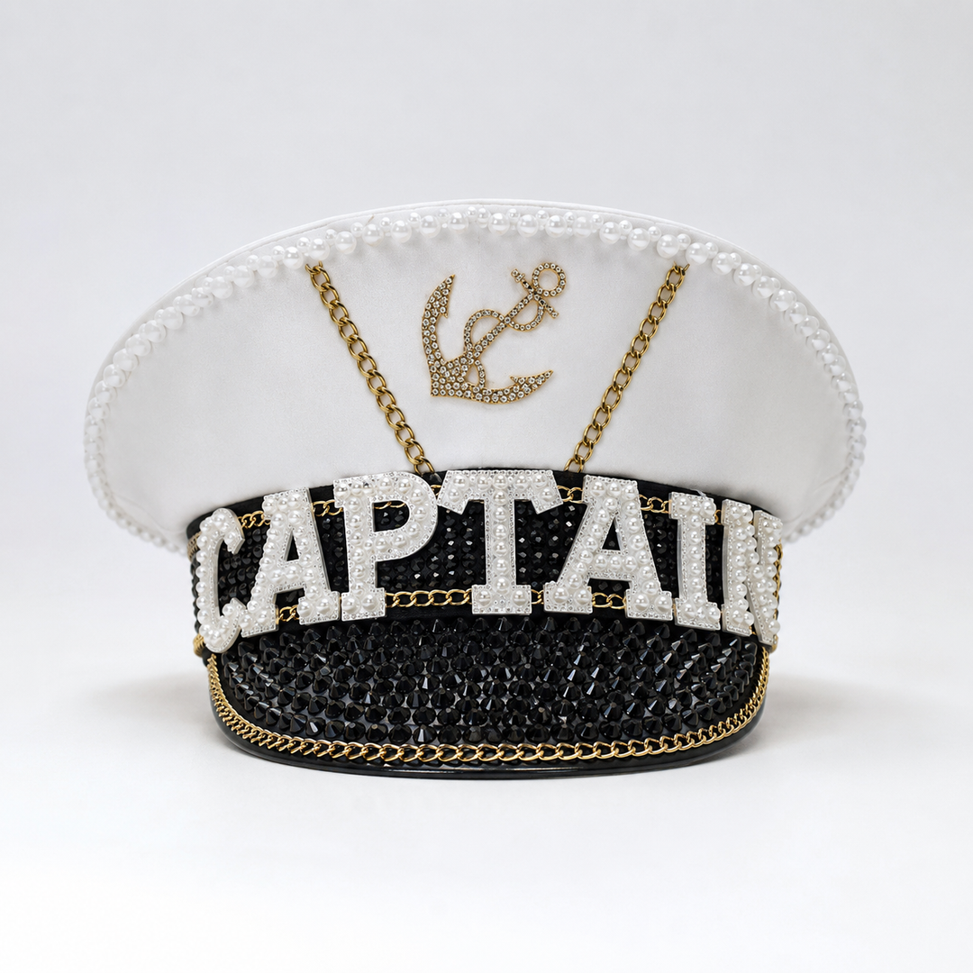 Captain Party Hat – Rhinestone & Pearl Statement Hat
