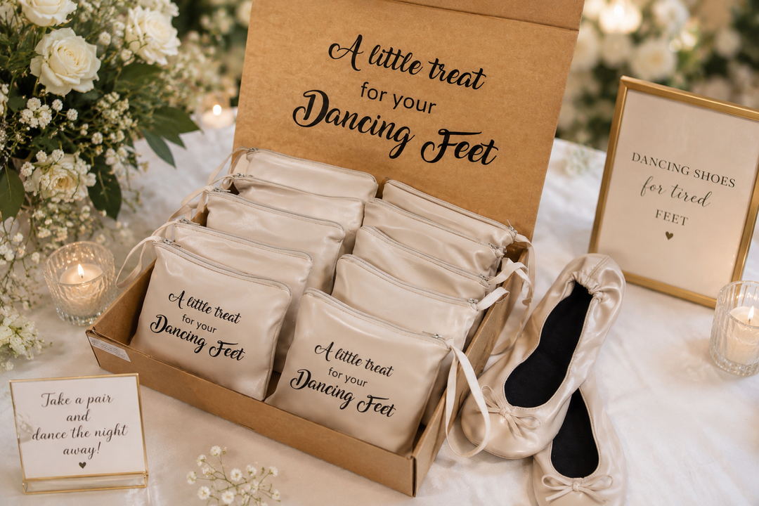 Set of 12 Personalized Foldable Ballet Flats. Wedding Favors & Dancing Shoes