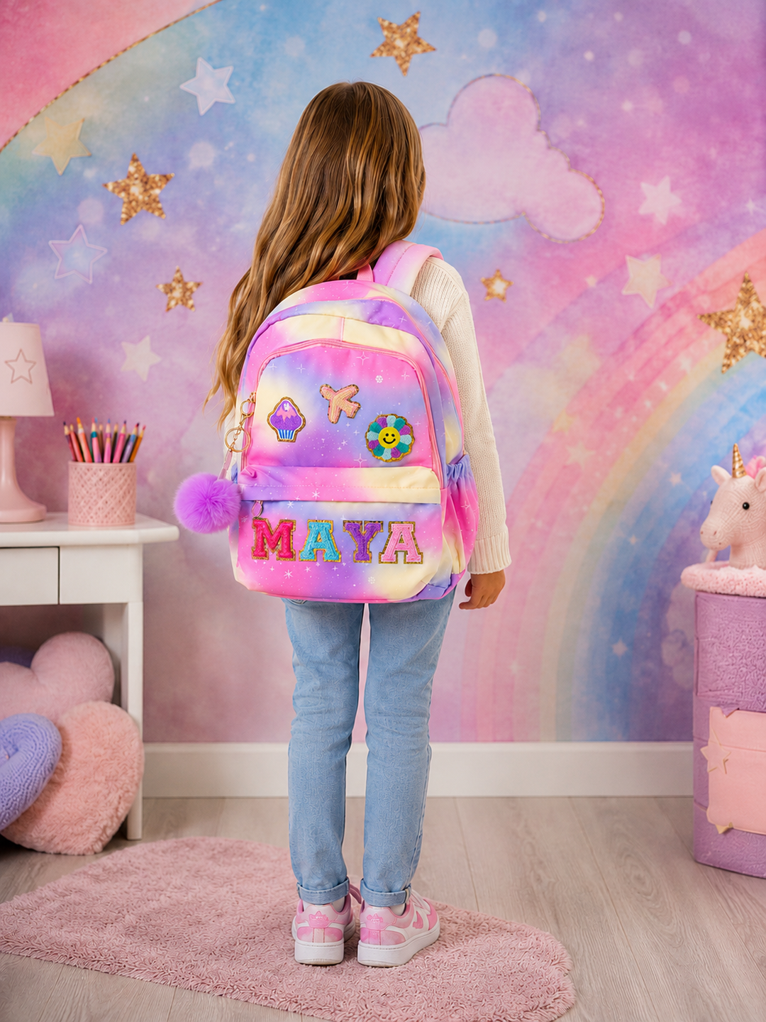 Personalized Rainbow School Backpack