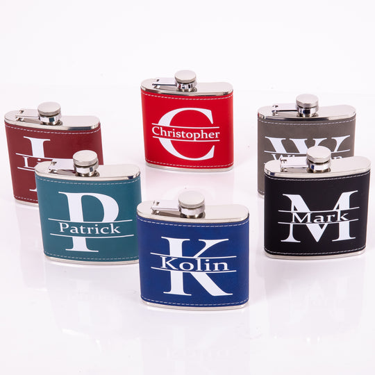 Groomsmen Custom Leather Flasks