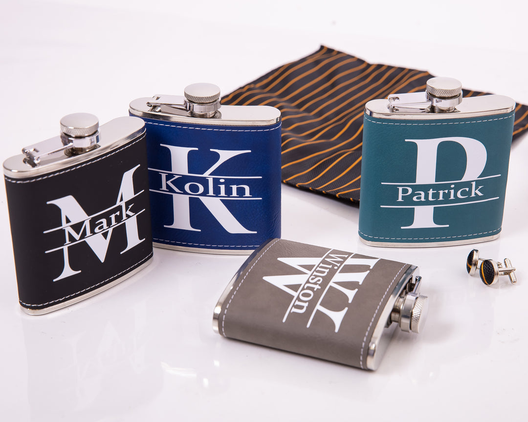 Groomsmen Custom Leather Flasks