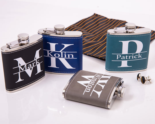 Groomsmen Custom Leather Flasks