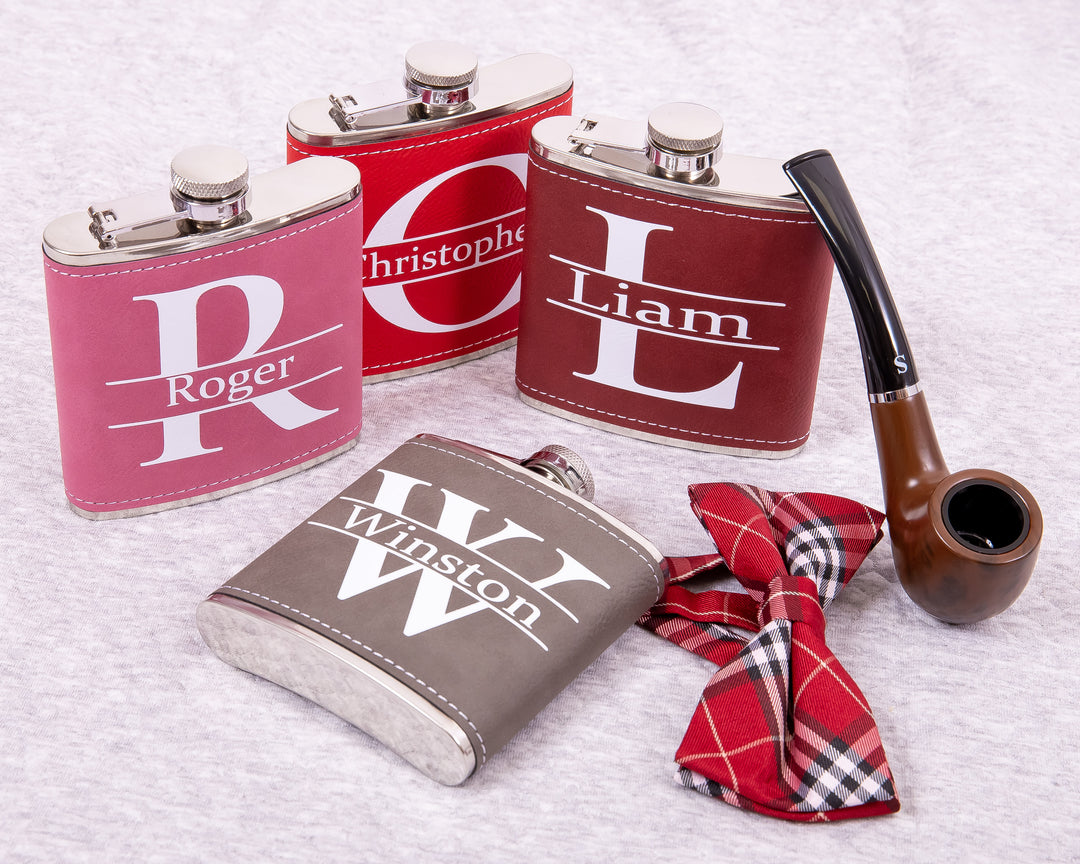 Groomsmen Custom Leather Flasks