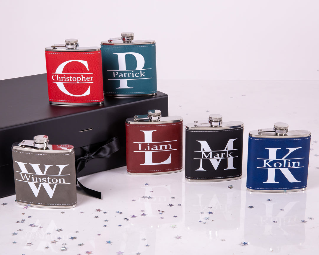 Groomsmen Custom Leather Flasks