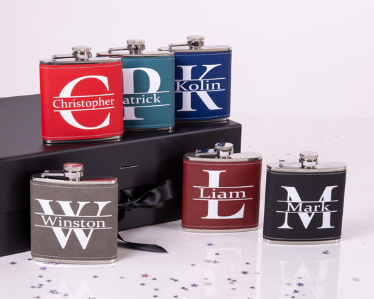 Groomsmen Custom Leather Flasks