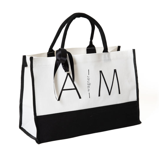 Custom Initials Canvas Tote Bag
