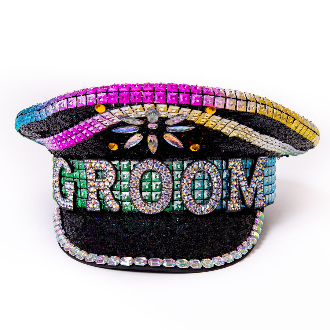 Groom and Bride Rhinestone Festival Hats