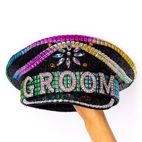 Groom and Bride Rhinestone Festival Hats