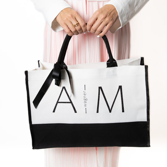 Custom Initials Canvas Tote Bag