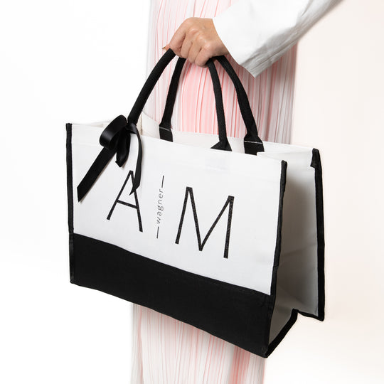 Custom Initials Canvas Tote Bag