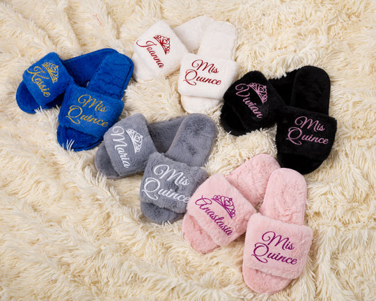 Personalized Mis Quince Fluffy Slippers