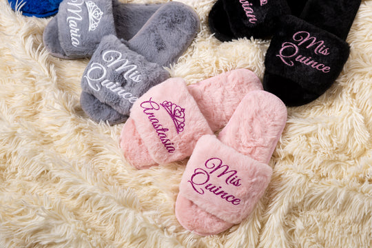 Personalized Mis Quince Fluffy Slippers