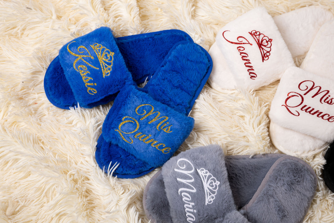Personalized Mis Quince Fluffy Slippers
