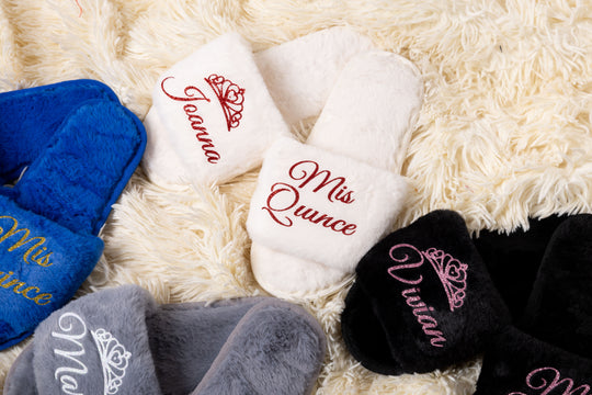 Personalized Mis Quince Fluffy Slippers