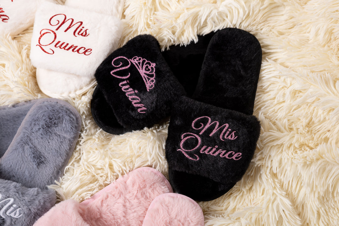 Personalized Mis Quince Fluffy Slippers