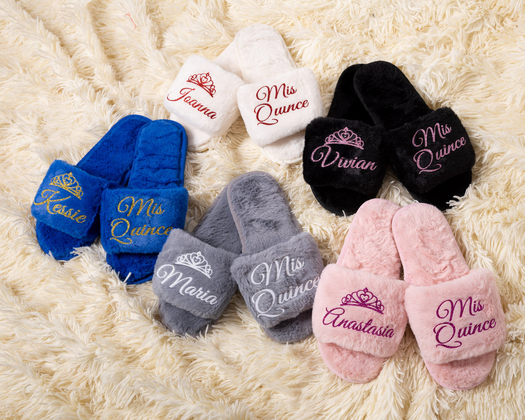 Personalized Mis Quince Fluffy Slippers