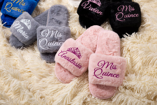 Personalized Mis Quince Fluffy Slippers