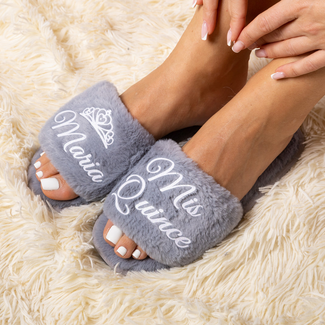 Personalized Mis Quince Fluffy Slippers