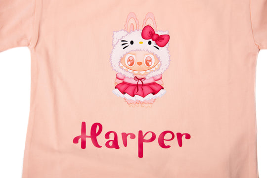 Kids Personalized Cotton Pajama Set – Custom Name Soft Sleepwear for Girls
