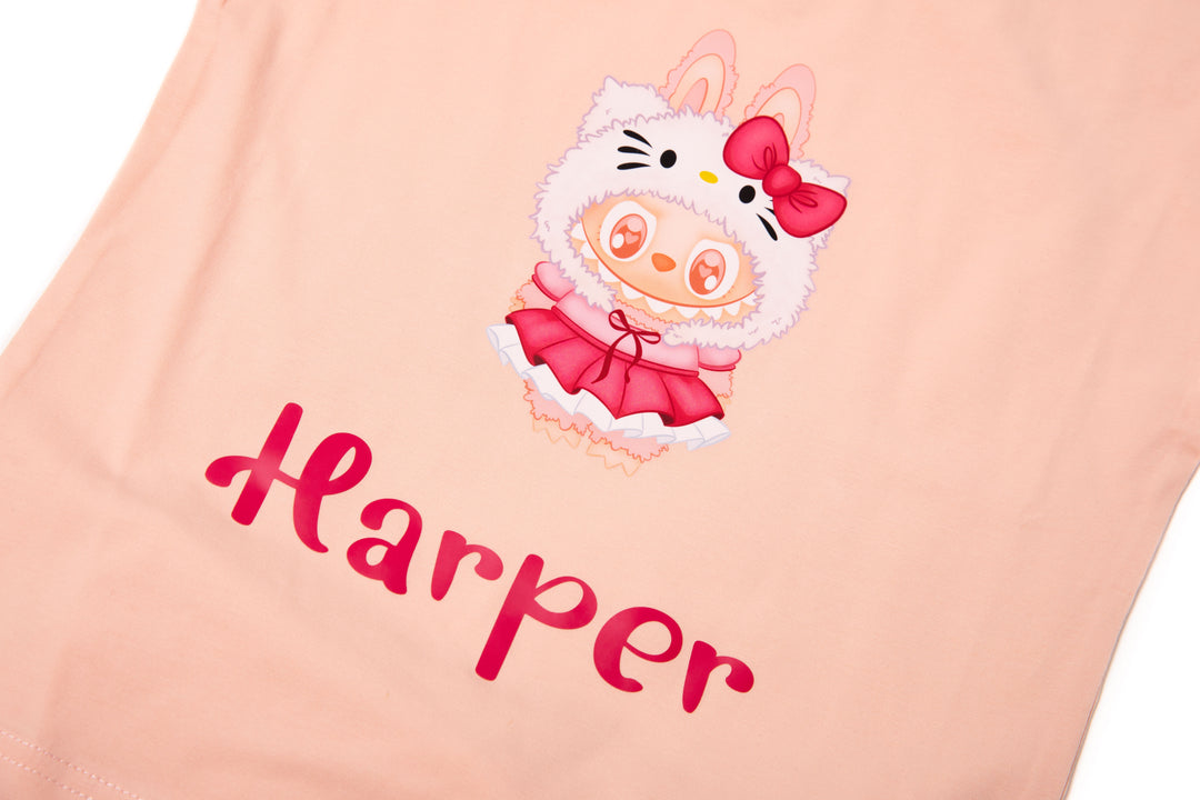 Kids Personalized Cotton Pajama Set – Custom Name Soft Sleepwear for Girls