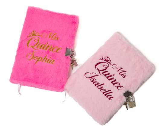 Mis Quince Personalized Fluffy Notebook – Custom Sweet 15 Journal Gift