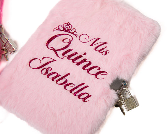 Mis Quince Personalized Fluffy Notebook – Custom Sweet 15 Journal Gift