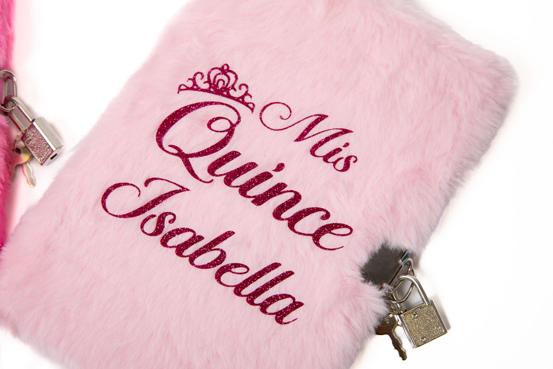 Mis Quince Personalized Fluffy Notebook – Custom Sweet 15 Journal Gift