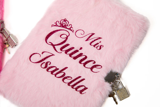 Mis Quince Personalized Fluffy Notebook – Custom Sweet 15 Journal Gift