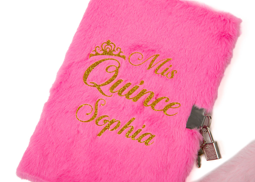 Mis Quince Personalized Fluffy Notebook – Custom Sweet 15 Journal Gift