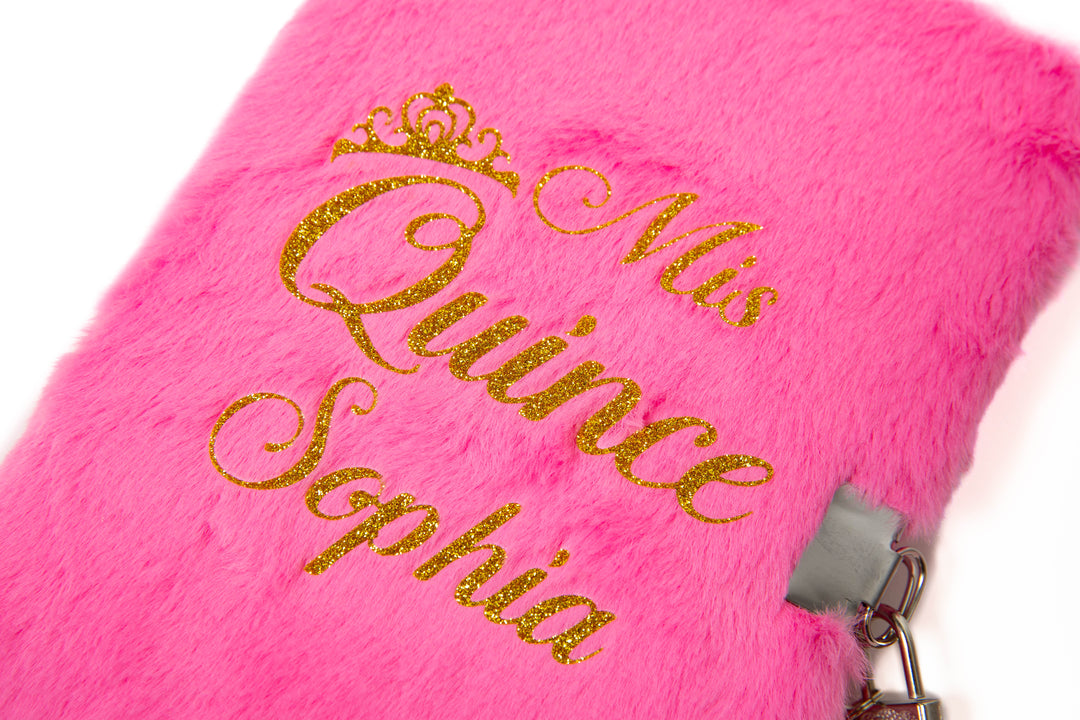 Mis Quince Personalized Fluffy Notebook – Custom Sweet 15 Journal Gift