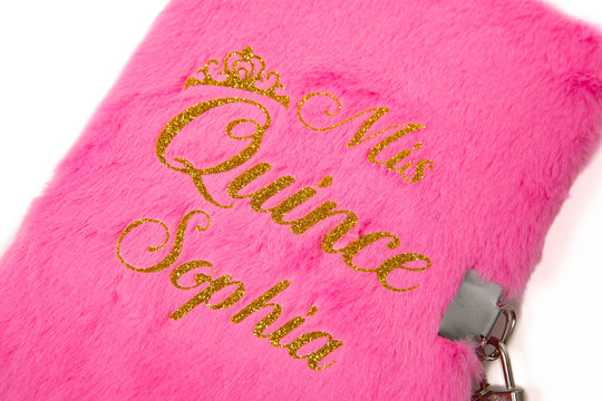 Mis Quince Personalized Fluffy Notebook – Custom Sweet 15 Journal Gift