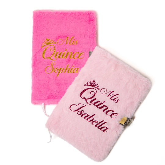 Mis Quince Personalized Fluffy Notebook – Custom Sweet 15 Journal Gift