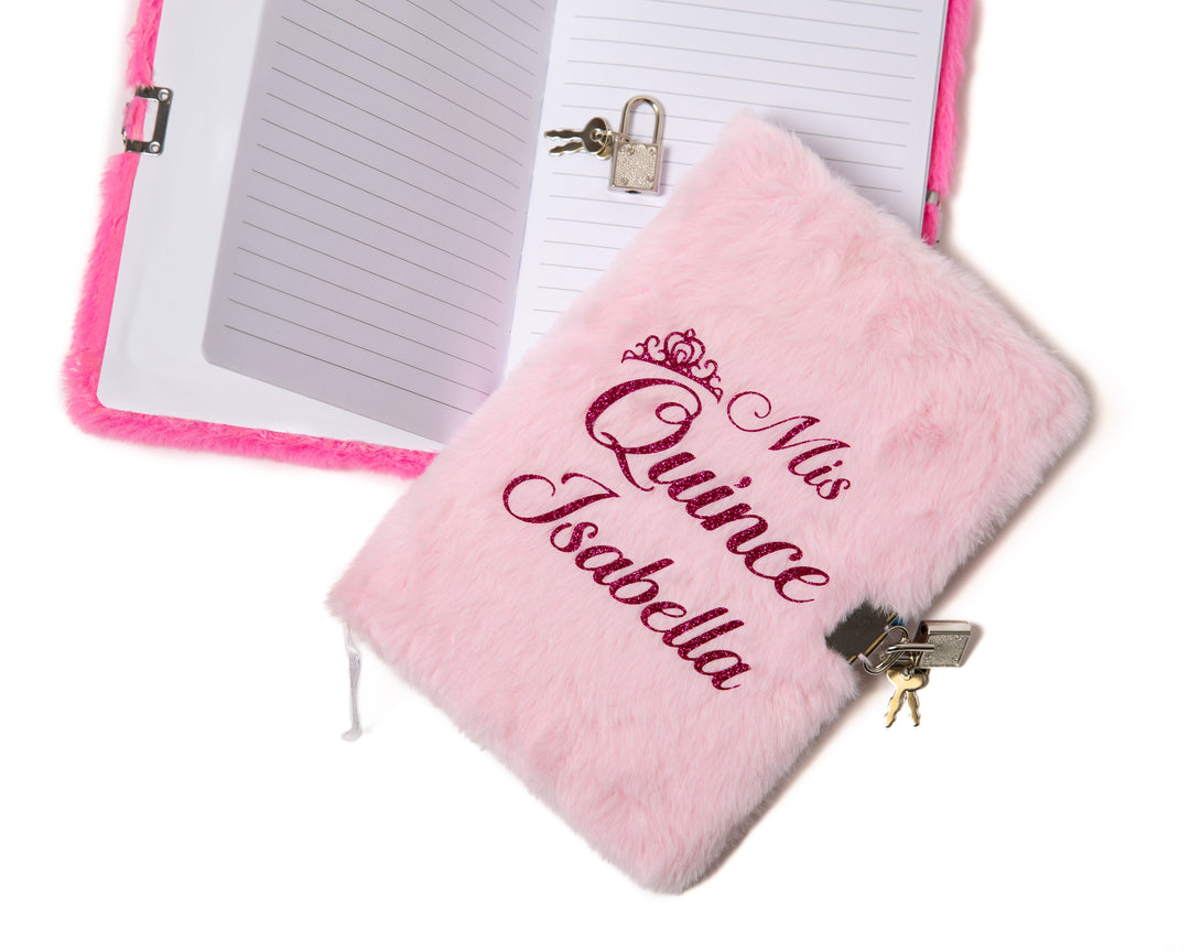 Mis Quince Personalized Fluffy Notebook – Custom Sweet 15 Journal Gift