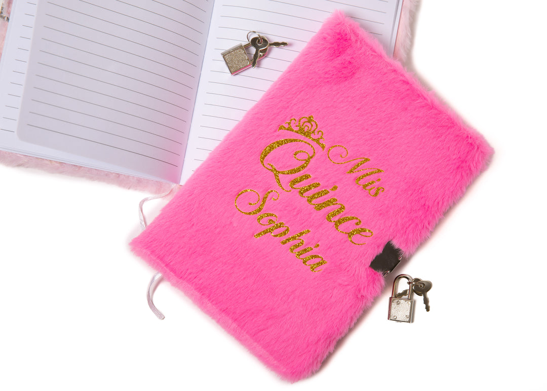 Mis Quince Personalized Fluffy Notebook – Custom Sweet 15 Journal Gift