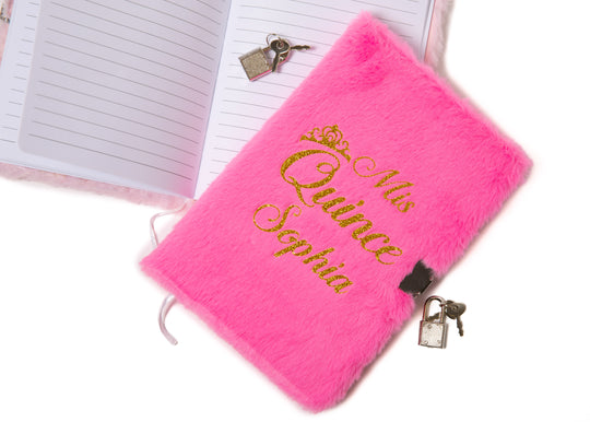 Mis Quince Personalized Fluffy Notebook – Custom Sweet 15 Journal Gift