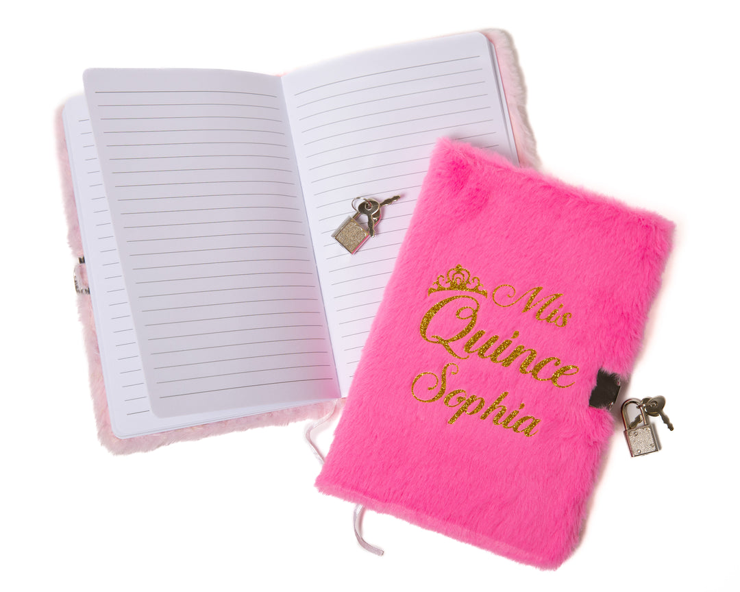Mis Quince Personalized Fluffy Notebook – Custom Sweet 15 Journal Gift