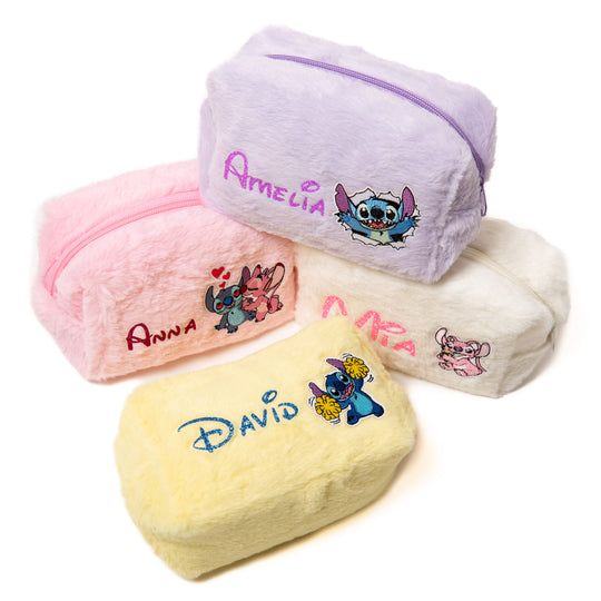 Custom Kids Fluffy Cosmetic Bag – Personalized Cute Makeup & Pencil Pouch for Girls