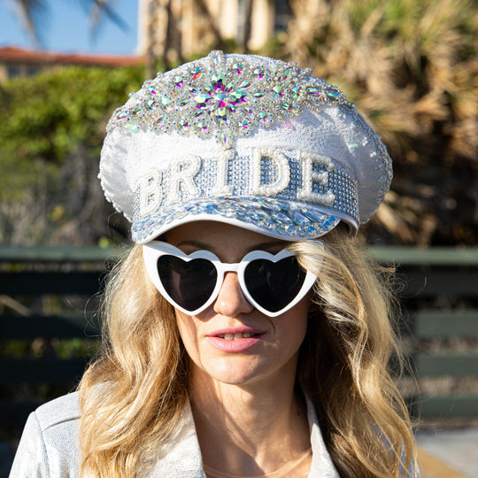 Bride Rhinestone Captain Cap