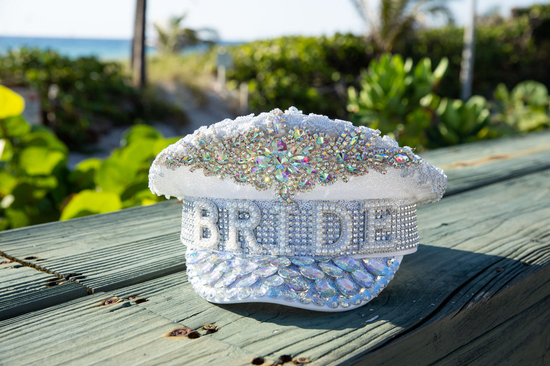 Bride Rhinestone Captain Cap