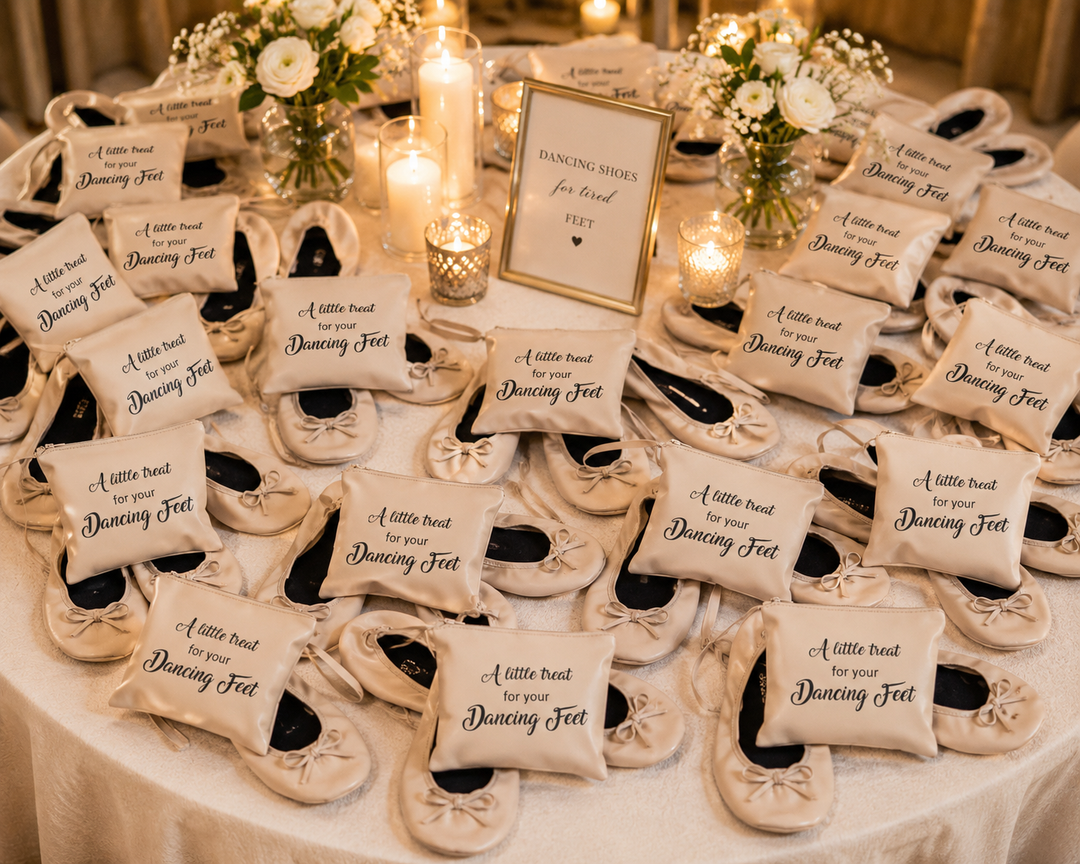 Set of 12 Personalized Foldable Ballet Flats. Wedding Favors & Dancing Shoes