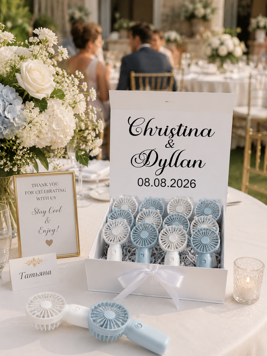 Set of Personalized Mini Handheld Fan Wedding Favors