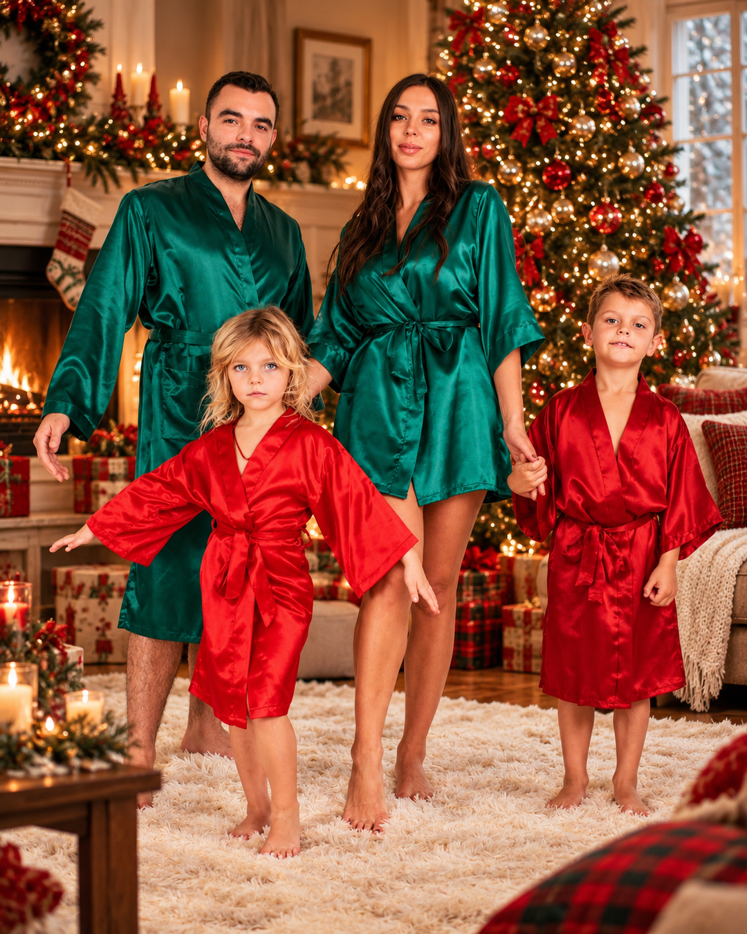 Family Matching Christmas Satin Robes